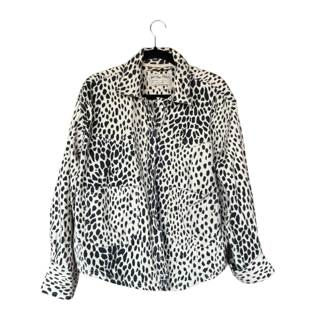 Free People We The Free Leopard‎ Print Cropped Jacket Shacket Size Small Cotton